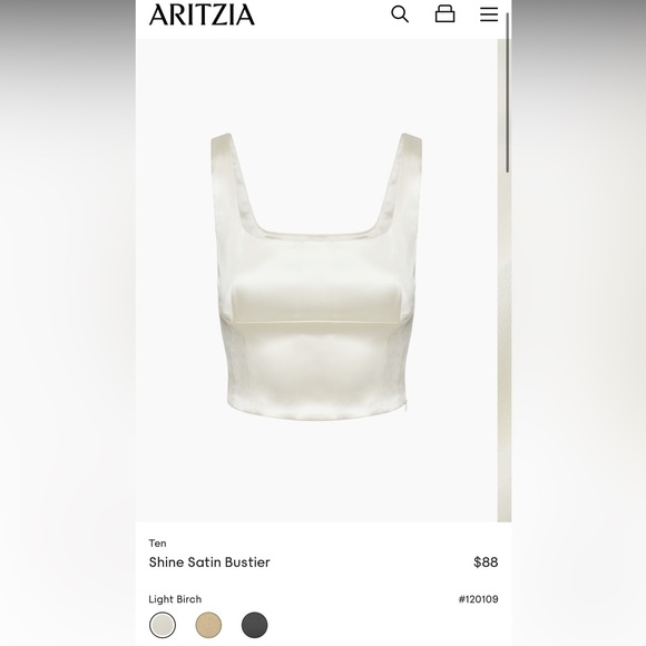 Aritzia Shine Satin Bustier - Picture 1 of 7